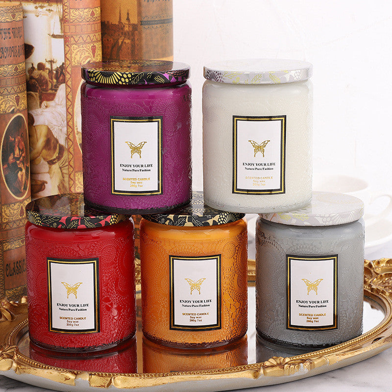 Embossed Glass Aromatherapy Candle Gift Set
