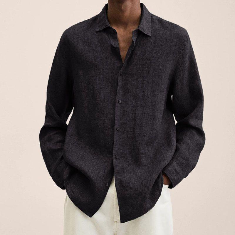 Men’s Long Sleeve Lapel Shirt – Loose Button Cardigan Top