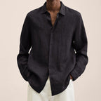Men’s Long Sleeve Lapel Shirt – Loose Button Cardigan Top