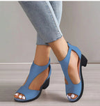 Women's High Heeled Fish Mouth Sandals with Zipper Closure - Summer Dressy Open Toe Footwear