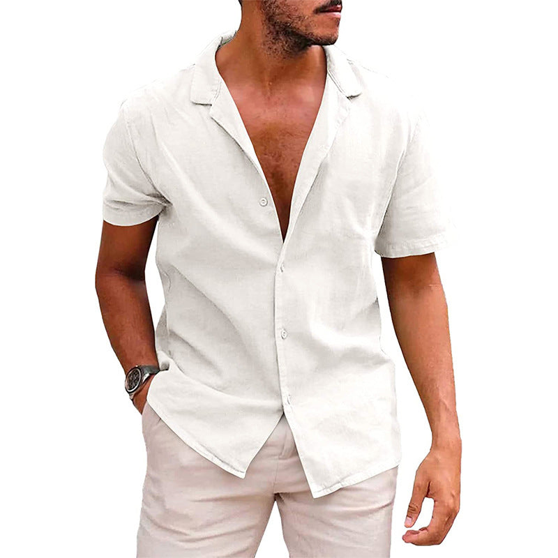 Men’s Casual Short-Sleeve Button-Down Beach Shirt
