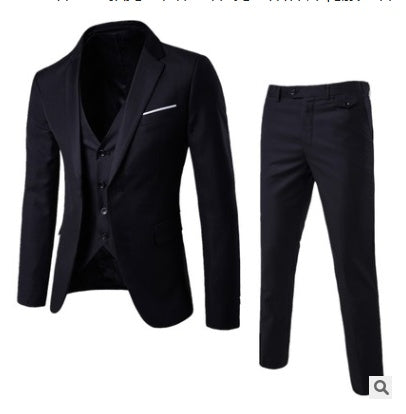 Plus-Size Men’s Casual Cotton Suit – Flat Lapel Collar