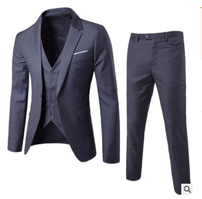 Plus-Size Men’s Casual Cotton Suit – Flat Lapel Collar