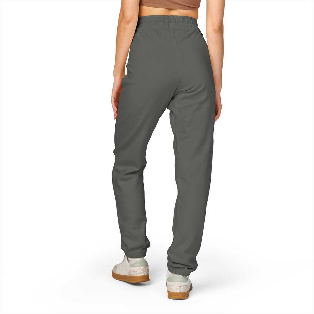 Embroidered Minimal Logo Sweatpants — Garment-Dyed Fleece Joggers