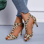 Women's High Heeled Fish Mouth Sandals with Zipper Closure - Summer Dressy Open Toe Footwear
