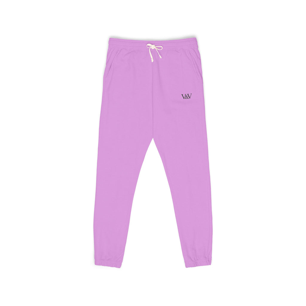 Embroidered Minimal Logo Sweatpants — Garment-Dyed Fleece Joggers
