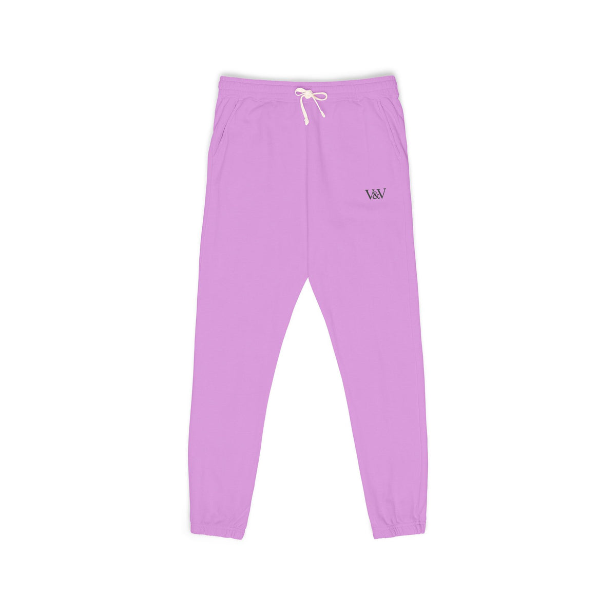 Embroidered Minimal Logo Sweatpants — Garment-Dyed Fleece Joggers
