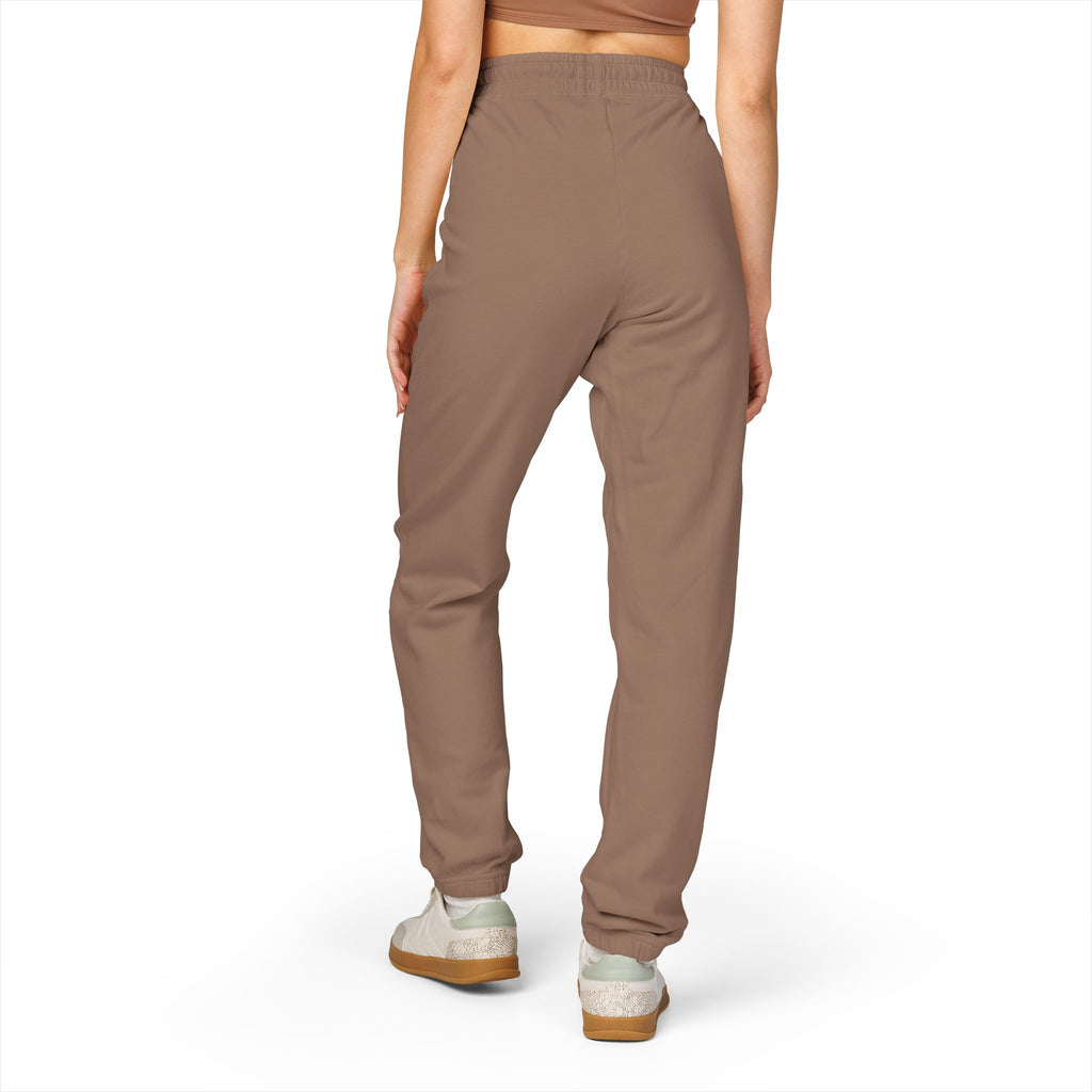 Embroidered Minimal Logo Sweatpants — Garment-Dyed Fleece Joggers