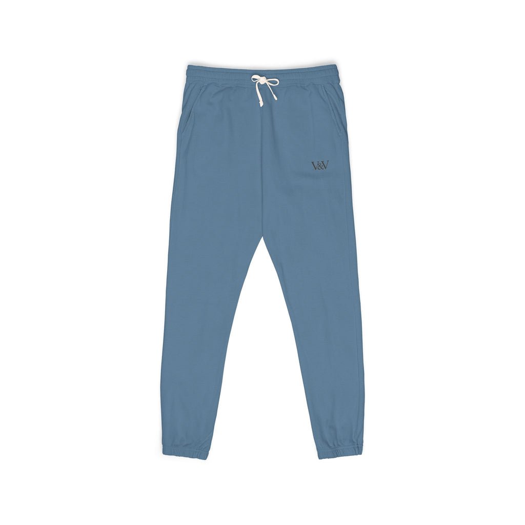 Embroidered Minimal Logo Sweatpants — Garment-Dyed Fleece Joggers