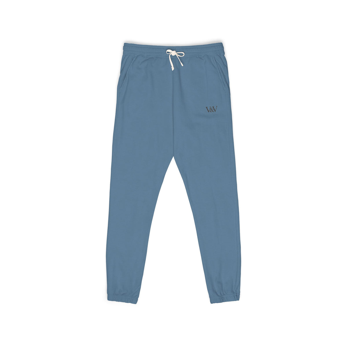 Embroidered Minimal Logo Sweatpants — Garment-Dyed Fleece Joggers