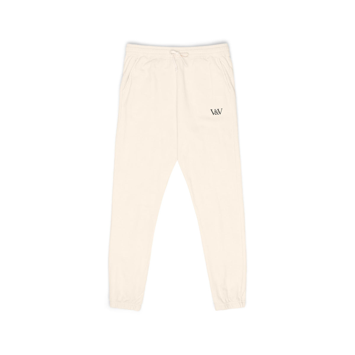 Embroidered Minimal Logo Sweatpants — Garment-Dyed Fleece Joggers