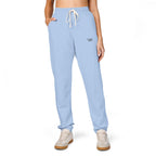 Embroidered Minimal Logo Sweatpants — Garment-Dyed Fleece Joggers