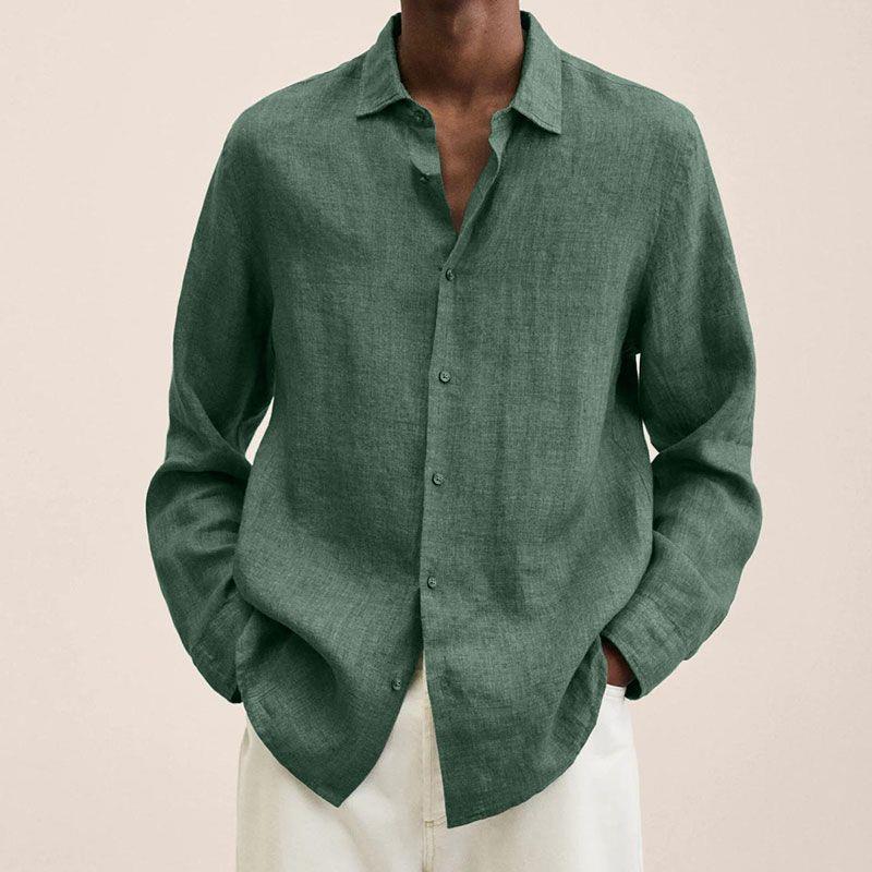 Men’s Long Sleeve Lapel Shirt – Loose Button Cardigan Top