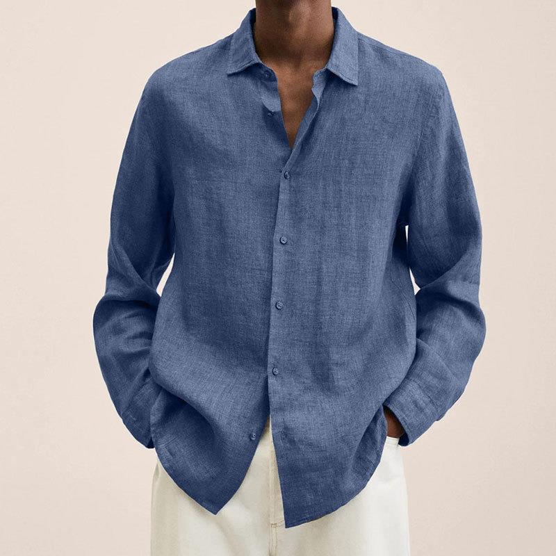 Men’s Long Sleeve Lapel Shirt – Loose Button Cardigan Top