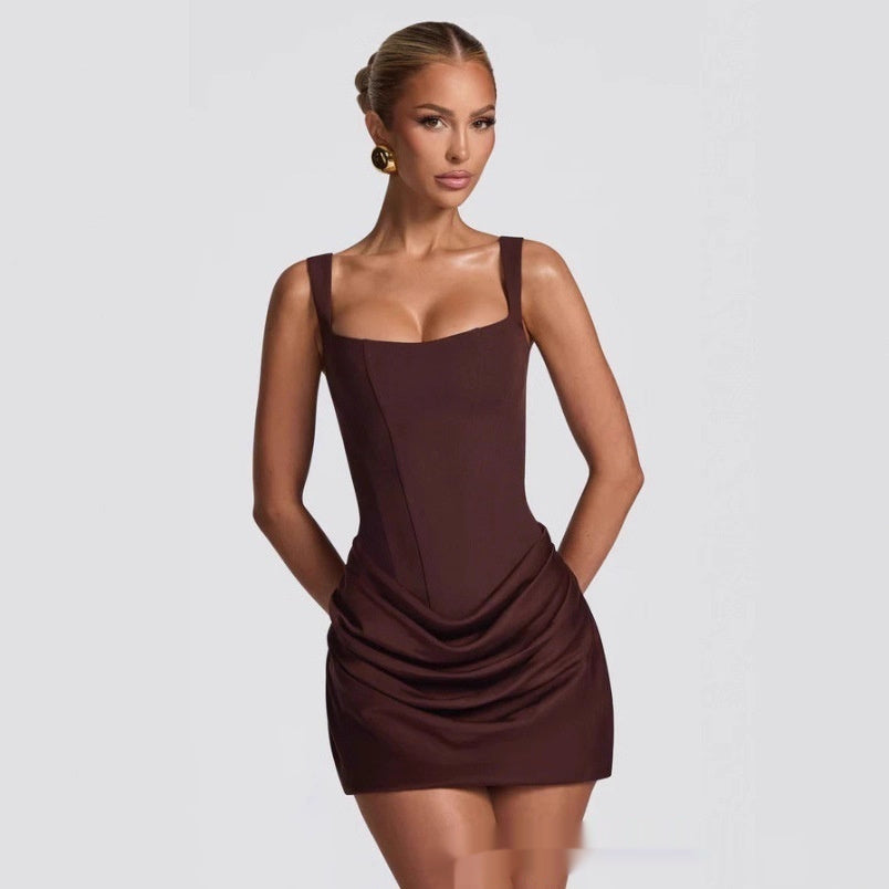 Graceful Tube Top Mini Dress with Shoulder Straps