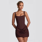 Graceful Tube Top Mini Dress with Shoulder Straps