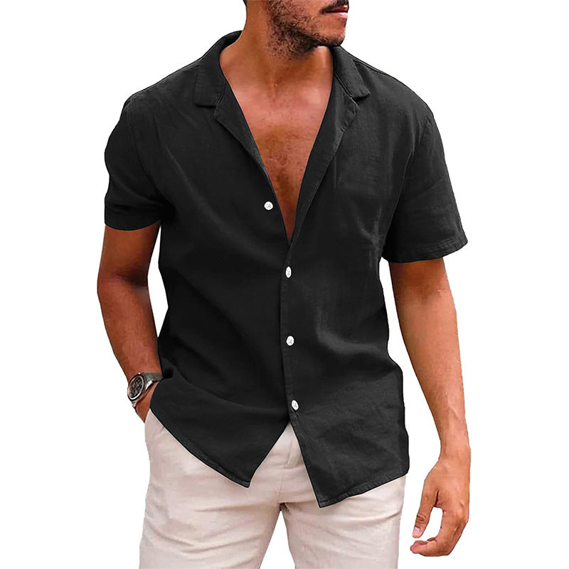 Men’s Casual Short-Sleeve Button-Down Beach Shirt