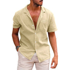 Men’s Casual Short-Sleeve Button-Down Beach Shirt