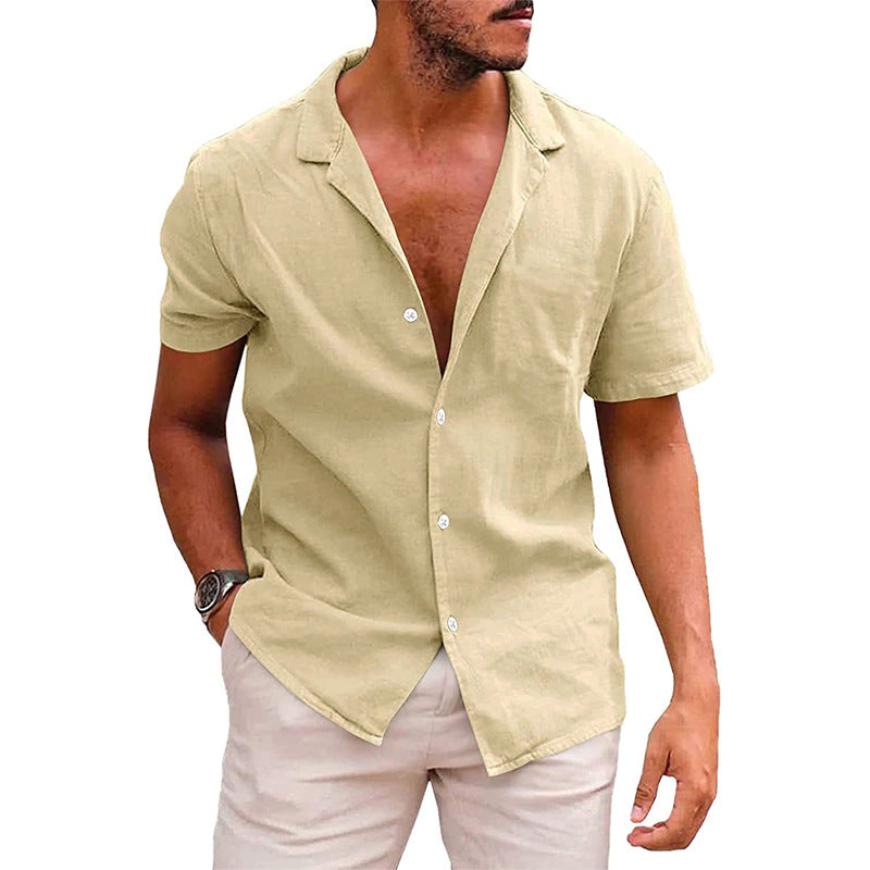 Men’s Casual Short-Sleeve Button-Down Beach Shirt