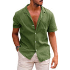 Men’s Casual Short-Sleeve Button-Down Beach Shirt