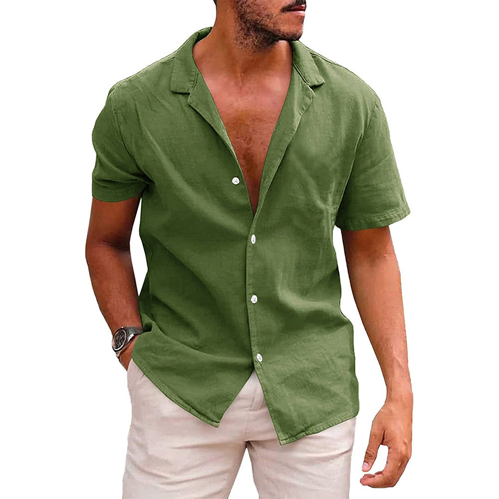 Men’s Casual Short-Sleeve Button-Down Beach Shirt