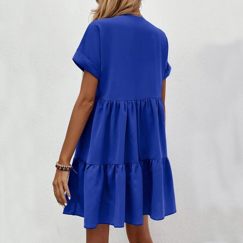 Women’s Summer V-Neck Ruffle Dress – Casual Holiday & Beach Wear