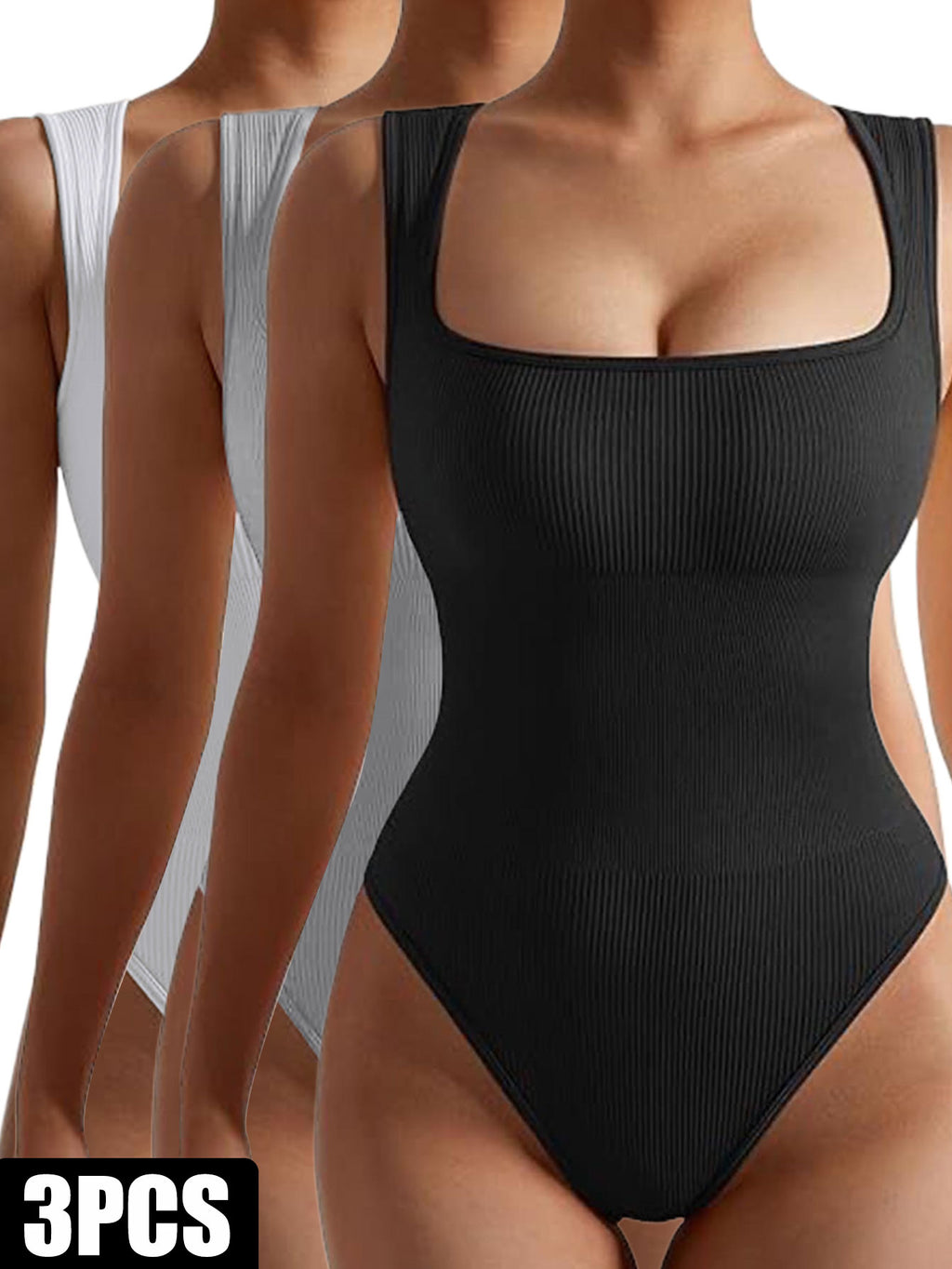 3-Pack Women’s Seamless Ribbed Yoga & Workout Jumpsuit
