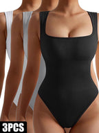 3-Pack Women’s Seamless Ribbed Yoga & Workout Jumpsuit