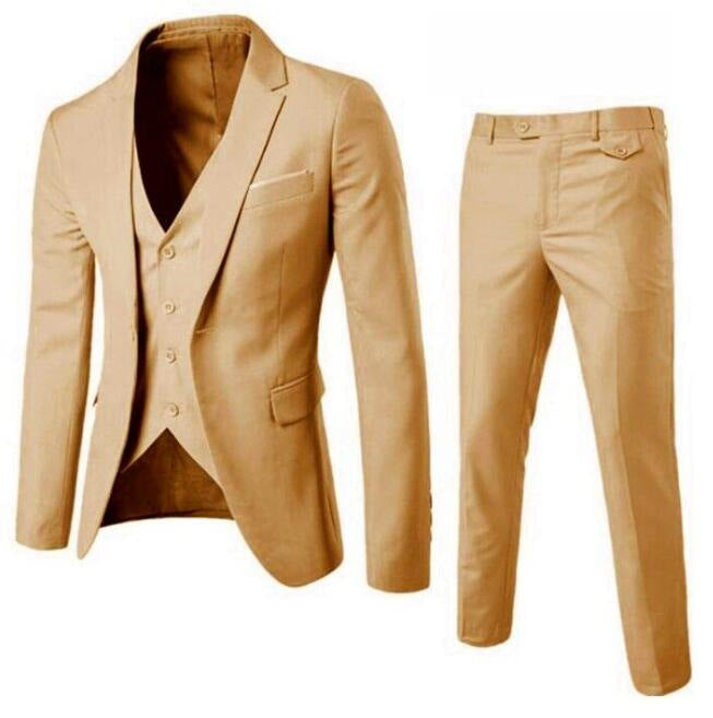 Plus-Size Men’s Casual Cotton Suit – Flat Lapel Collar