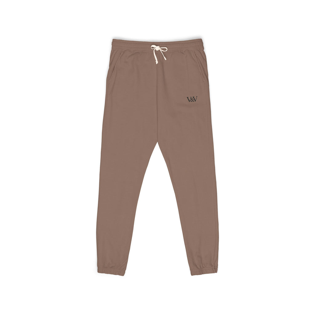 Embroidered Minimal Logo Sweatpants — Garment-Dyed Fleece Joggers