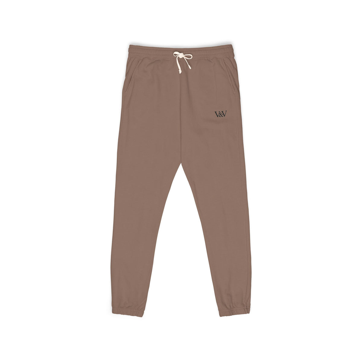 Embroidered Minimal Logo Sweatpants — Garment-Dyed Fleece Joggers