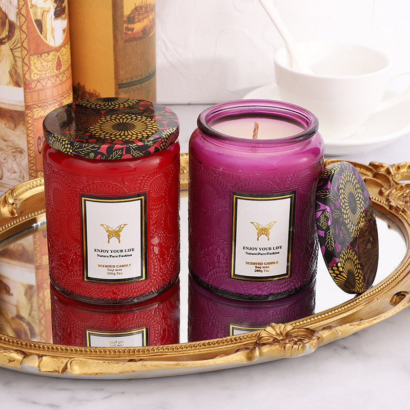 Embossed Glass Aromatherapy Candle Gift Set