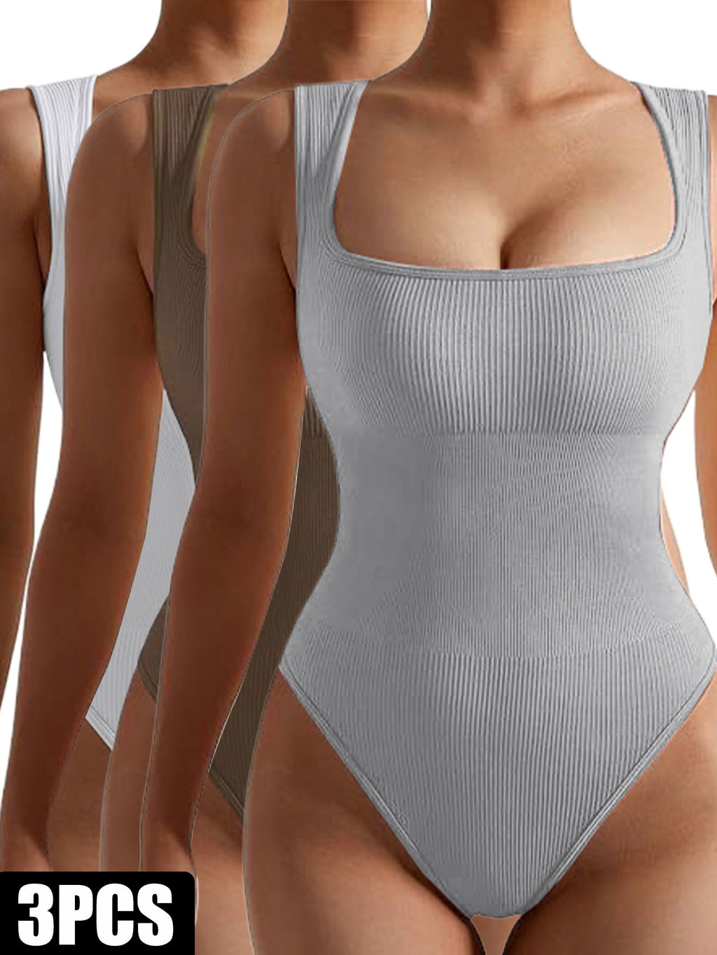 3-Pack Women’s Seamless Ribbed Yoga & Workout Jumpsuit