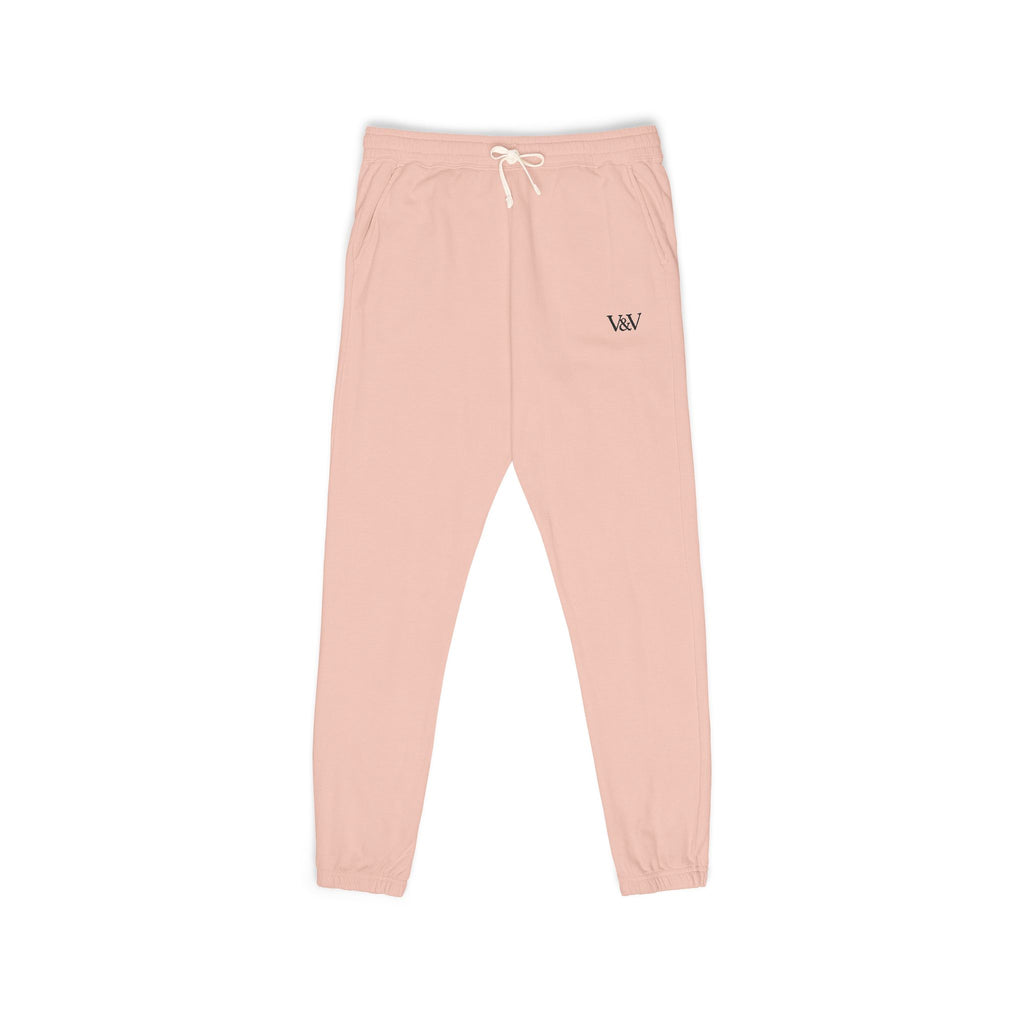 Embroidered Minimal Logo Sweatpants — Garment-Dyed Fleece Joggers