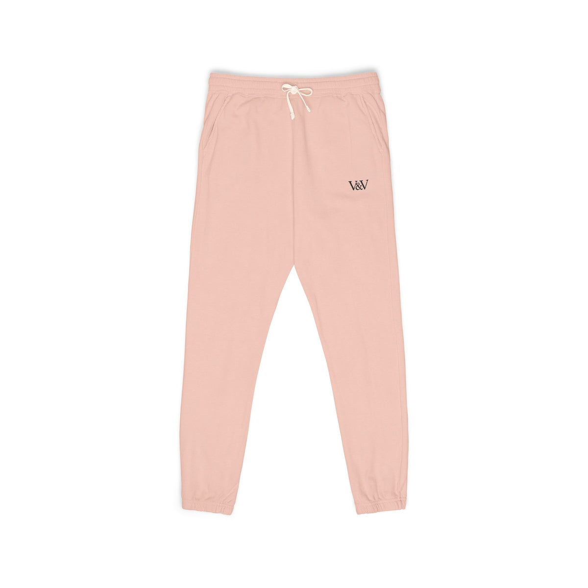Embroidered Minimal Logo Sweatpants — Garment-Dyed Fleece Joggers