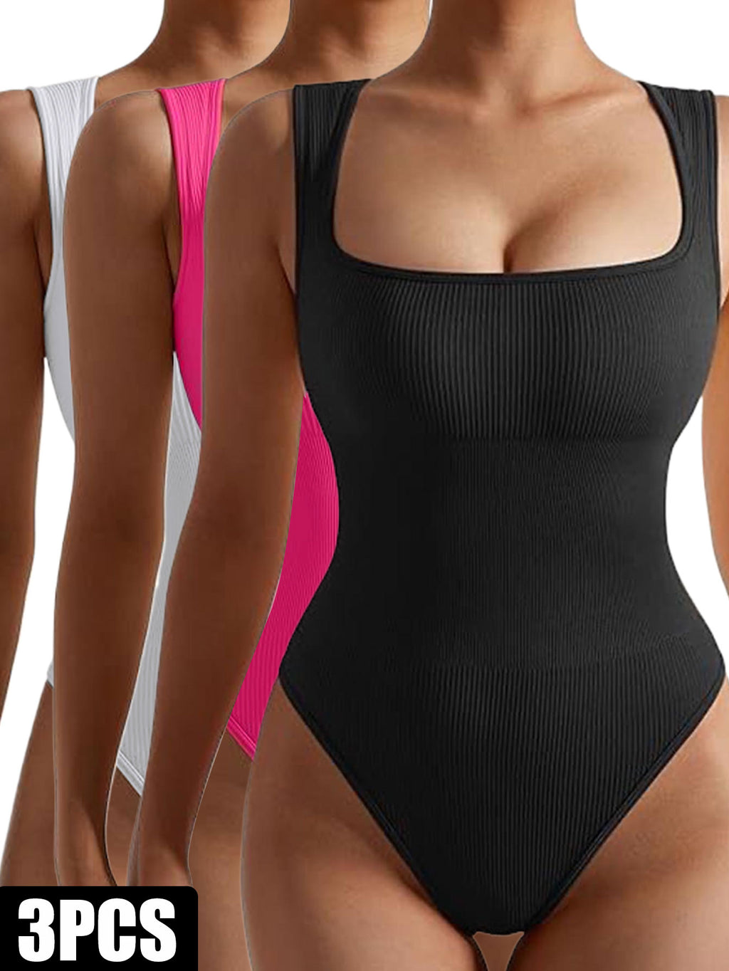 3-Pack Women’s Seamless Ribbed Yoga & Workout Jumpsuit