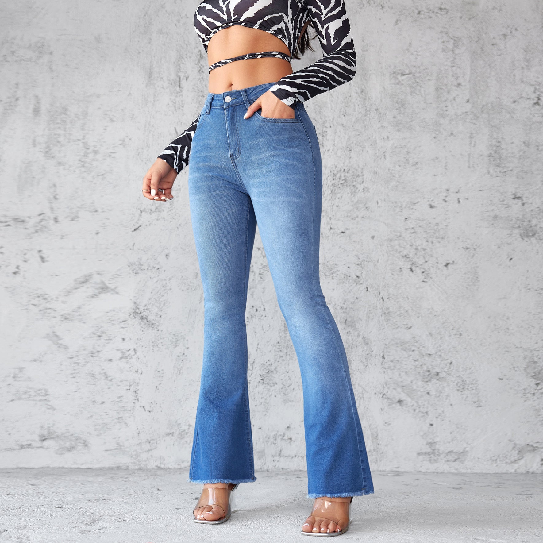 Women's Fashion High-Waist Elegant Flared Denim Jeans