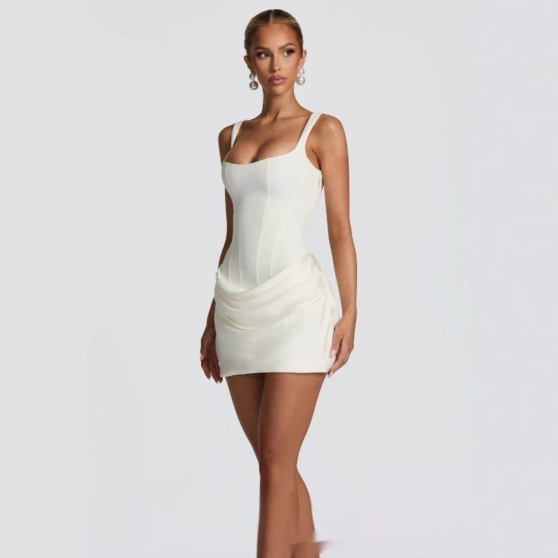 Graceful Tube Top Mini Dress with Shoulder Straps