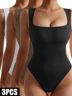 3-Pack Women’s Seamless Ribbed Yoga & Workout Jumpsuit