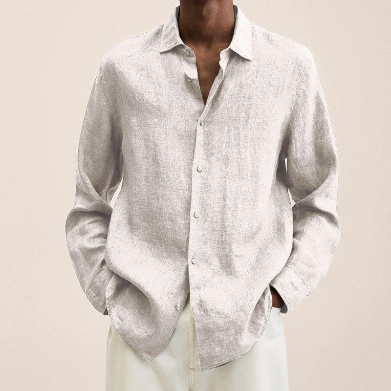 Men’s Long Sleeve Lapel Shirt – Loose Button Cardigan Top