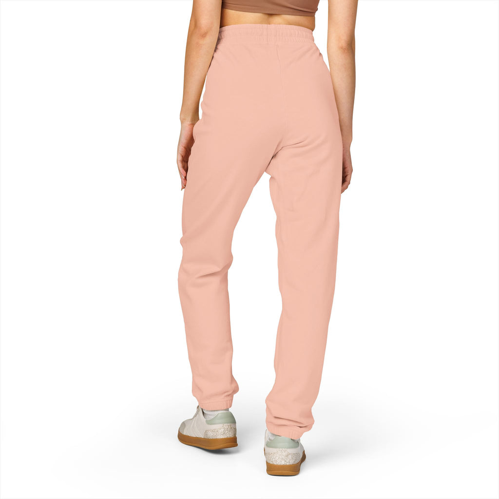 Embroidered Minimal Logo Sweatpants — Garment-Dyed Fleece Joggers