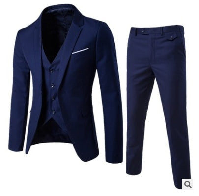 Plus-Size Men’s Casual Cotton Suit – Flat Lapel Collar