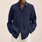 Men’s Long Sleeve Lapel Shirt – Loose Button Cardigan Top