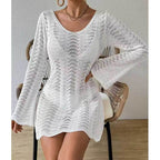 Womens Stylish SexyOpenwork Knit Long-sleeve Top