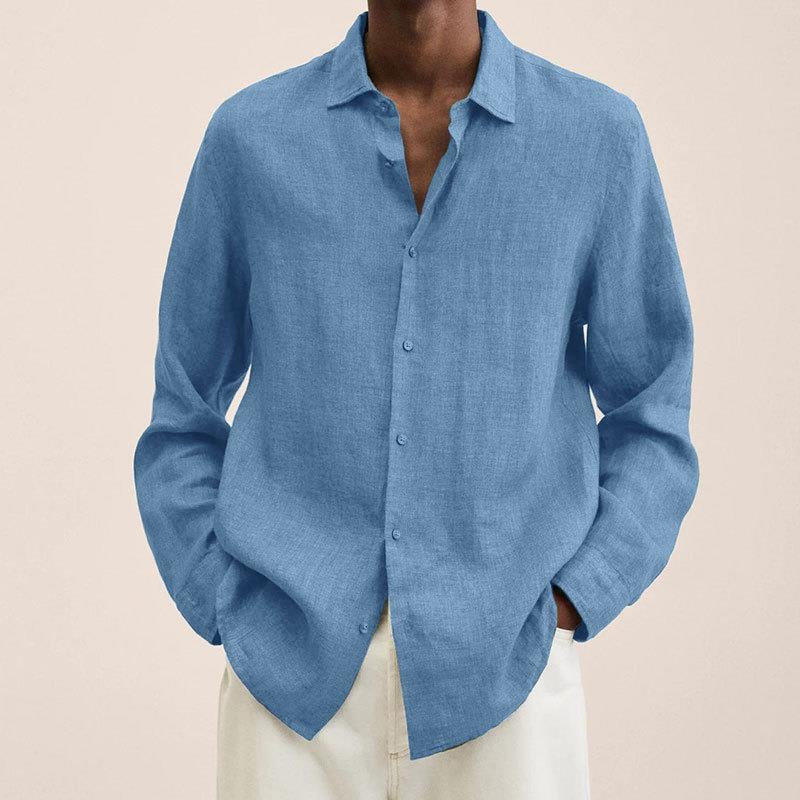 Men’s Long Sleeve Lapel Shirt – Loose Button Cardigan Top