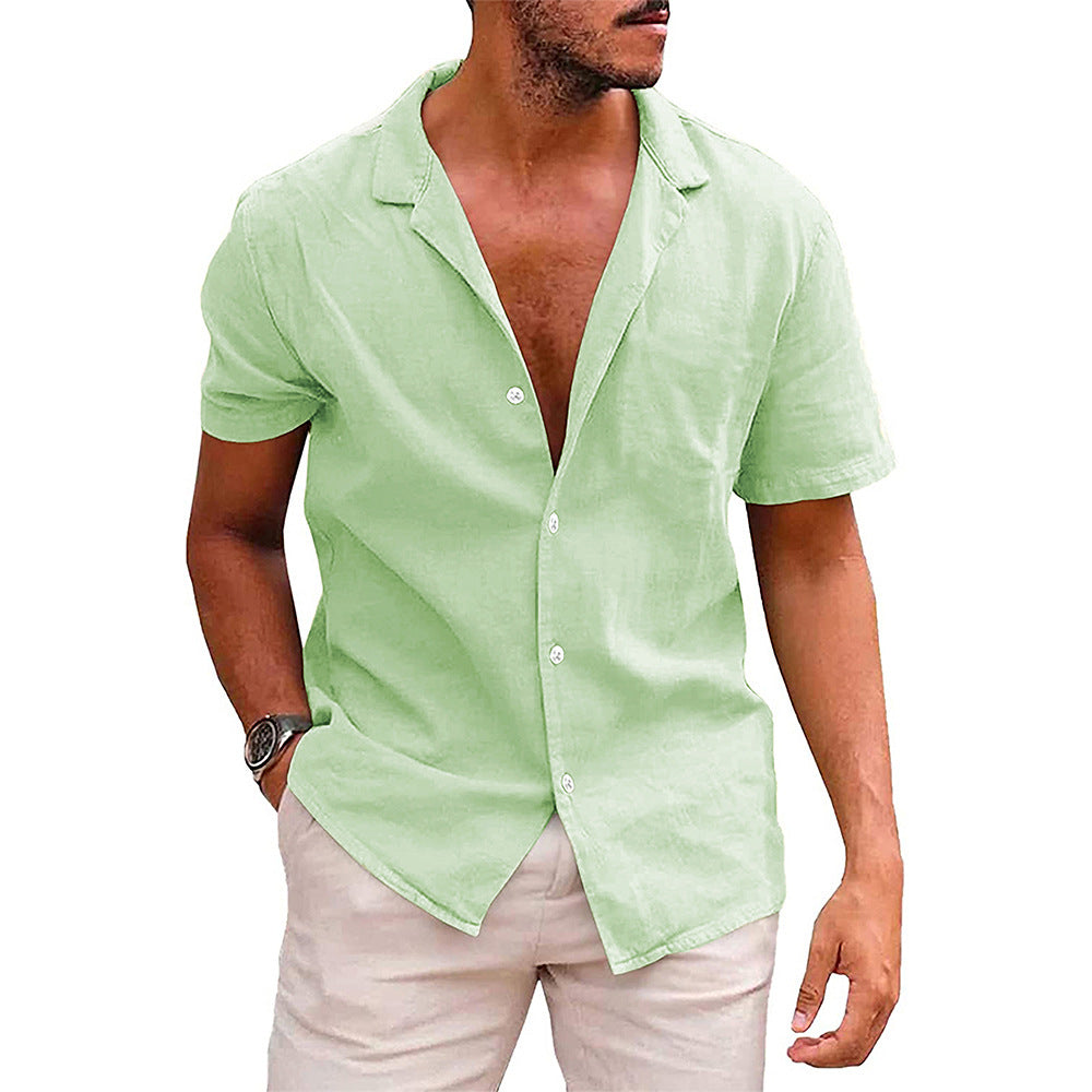 Men’s Casual Short-Sleeve Button-Down Beach Shirt