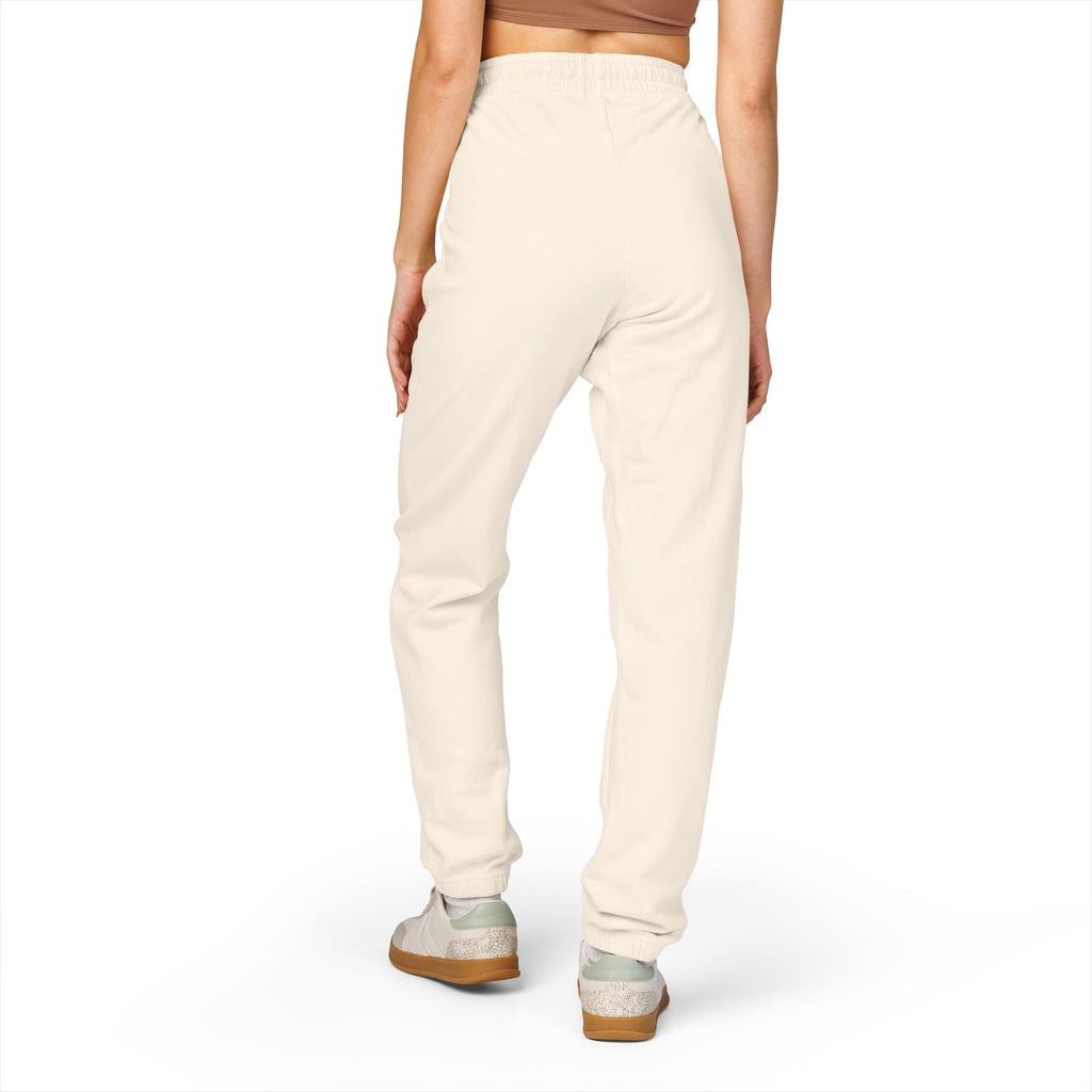 Embroidered Minimal Logo Sweatpants — Garment-Dyed Fleece Joggers