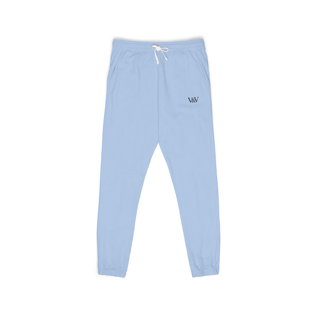 Embroidered Minimal Logo Sweatpants — Garment-Dyed Fleece Joggers