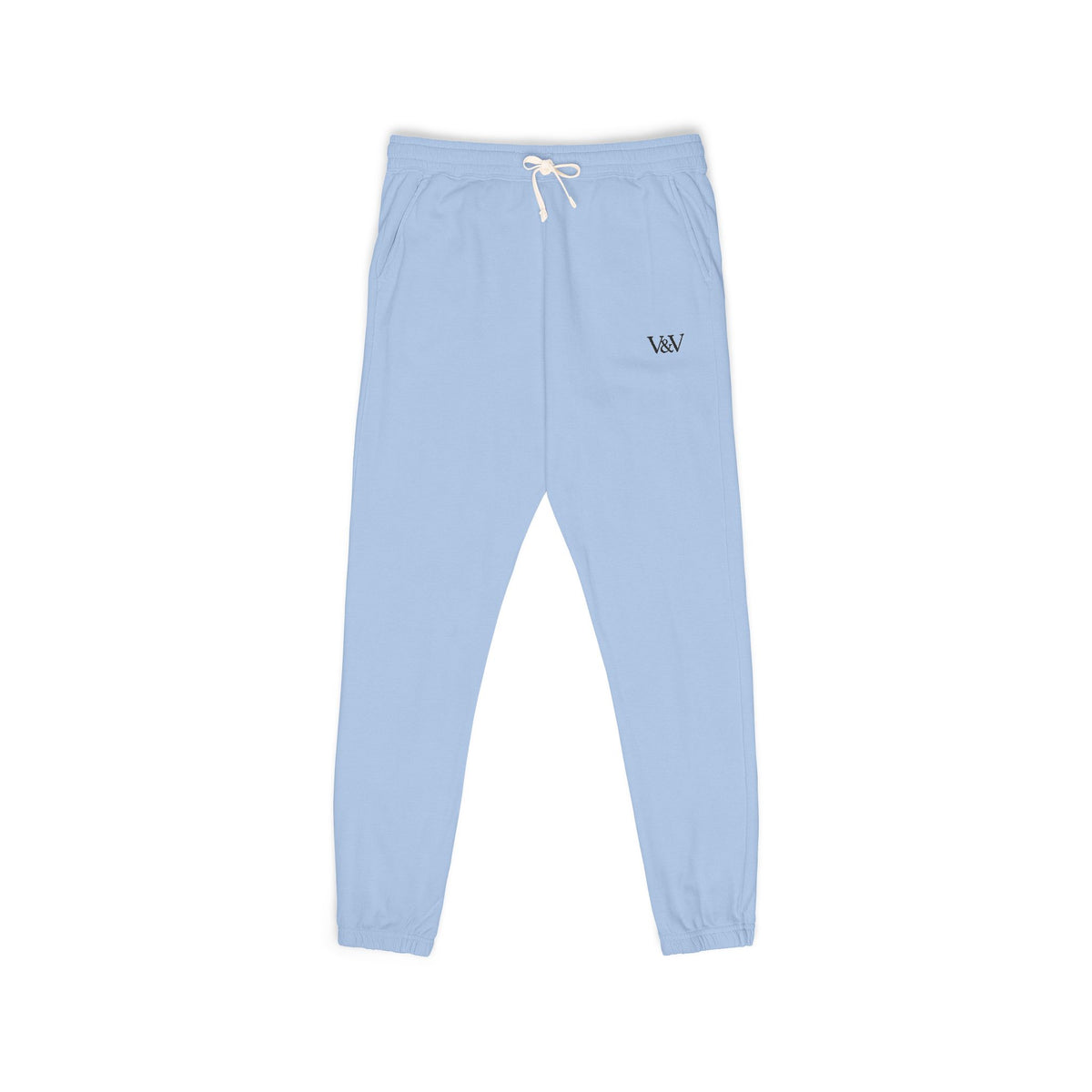 Embroidered Minimal Logo Sweatpants — Garment-Dyed Fleece Joggers