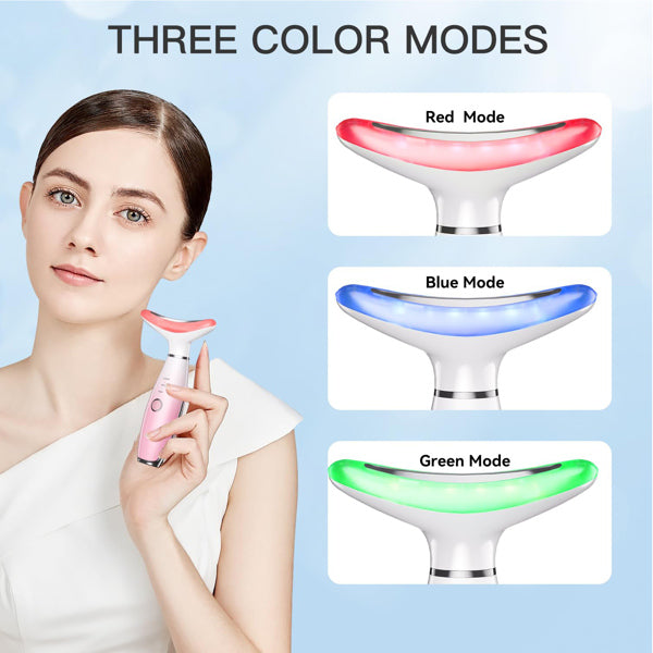Pink Facial & Neck Massager with Heating and 3 Modes